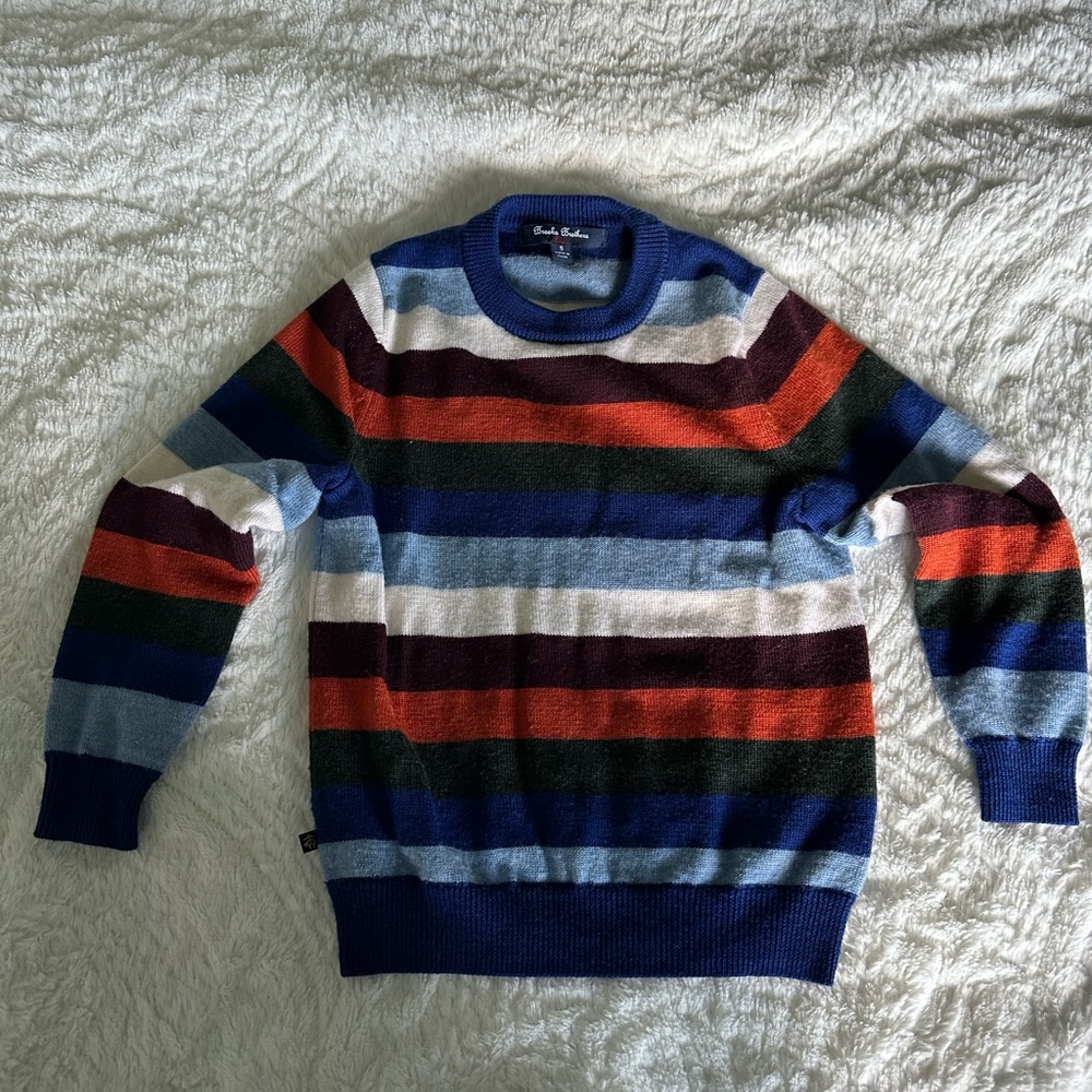 Like new! Brooks Brothers merino wool sweater. Boys size Small. Multi color.